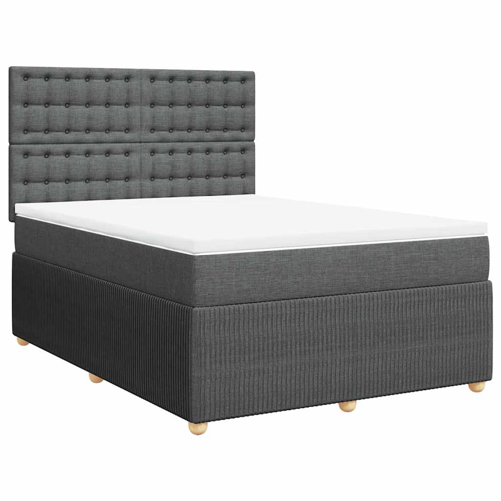 vidaXL Κρεβάτι Boxspring με Στρώμα Σκούρο Γκρι 140x190 εκ. Υφασμάτινο