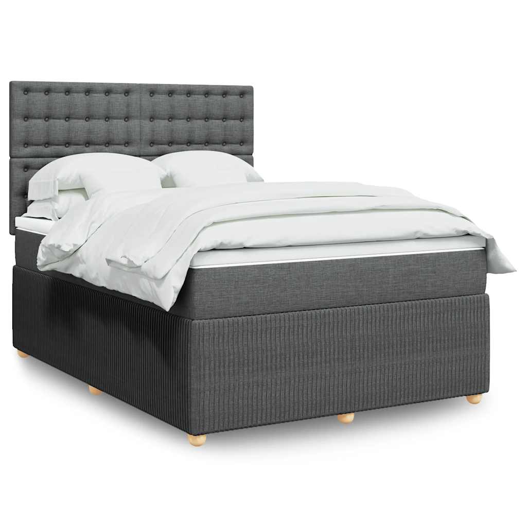 vidaXL Κρεβάτι Boxspring με Στρώμα Σκούρο Γκρι 140x190 εκ. Υφασμάτινο