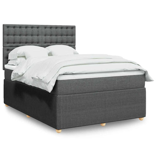 vidaXL Κρεβάτι Boxspring με Στρώμα Σκούρο Γκρι 140x190 εκ. Υφασμάτινο
