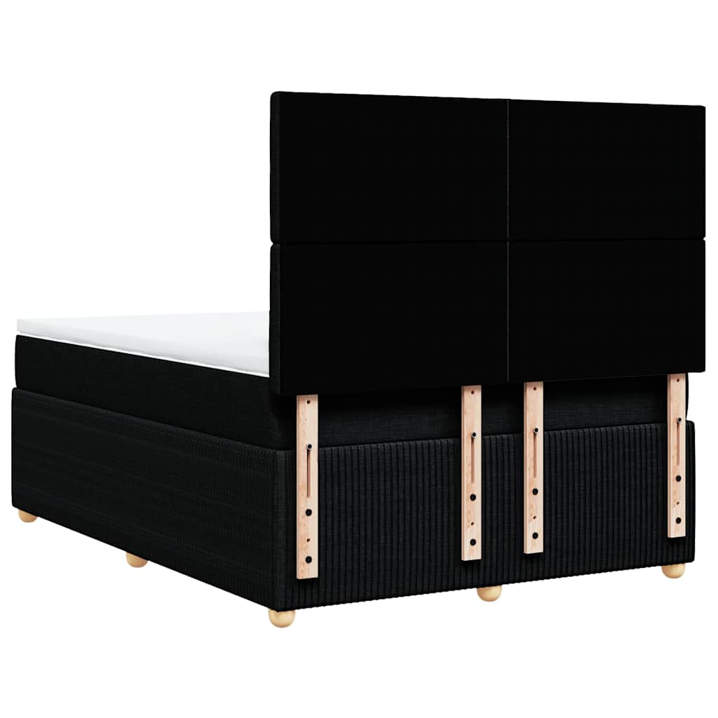 vidaXL Κρεβάτι Boxspring με Στρώμα Μαύρο 140x190 εκ. Υφασμάτινο