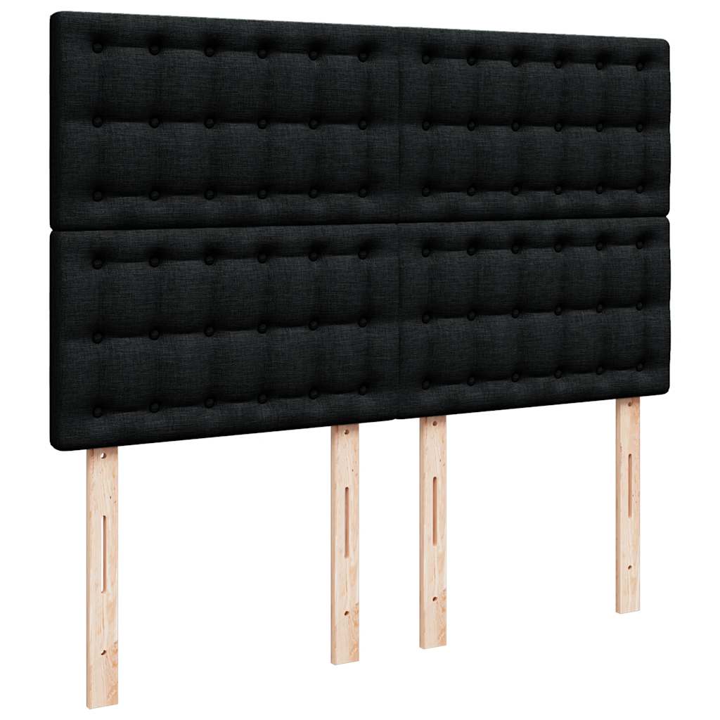 vidaXL Κρεβάτι Boxspring με Στρώμα Μαύρο 140x190 εκ. Υφασμάτινο