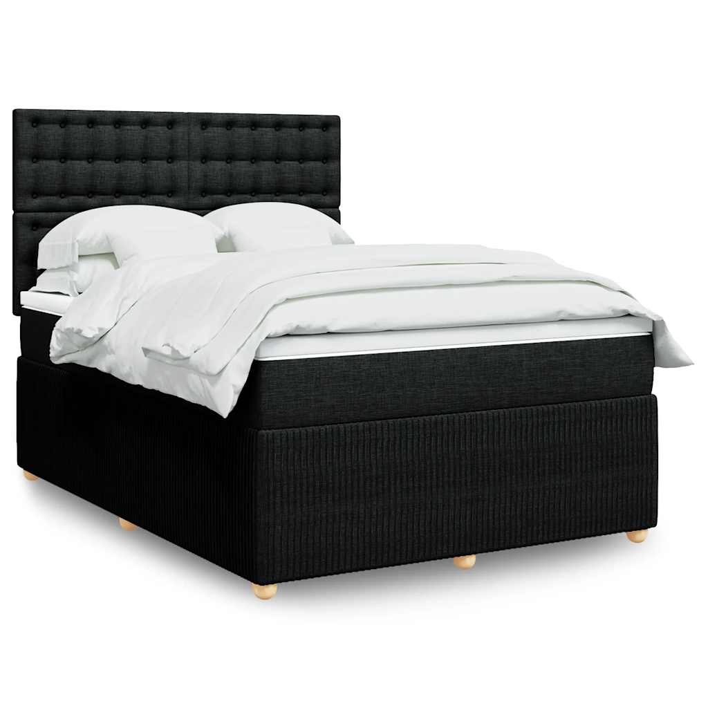 vidaXL Κρεβάτι Boxspring με Στρώμα Μαύρο 140x190 εκ. Υφασμάτινο