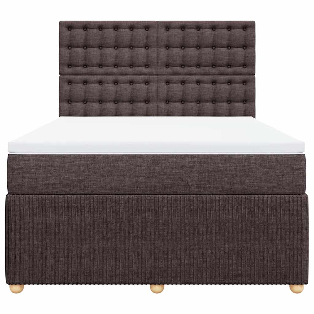 vidaXL Κρεβάτι Boxspring με Στρώμα Σκούρο Καφέ 140x190 εκ. Υφασμάτινο