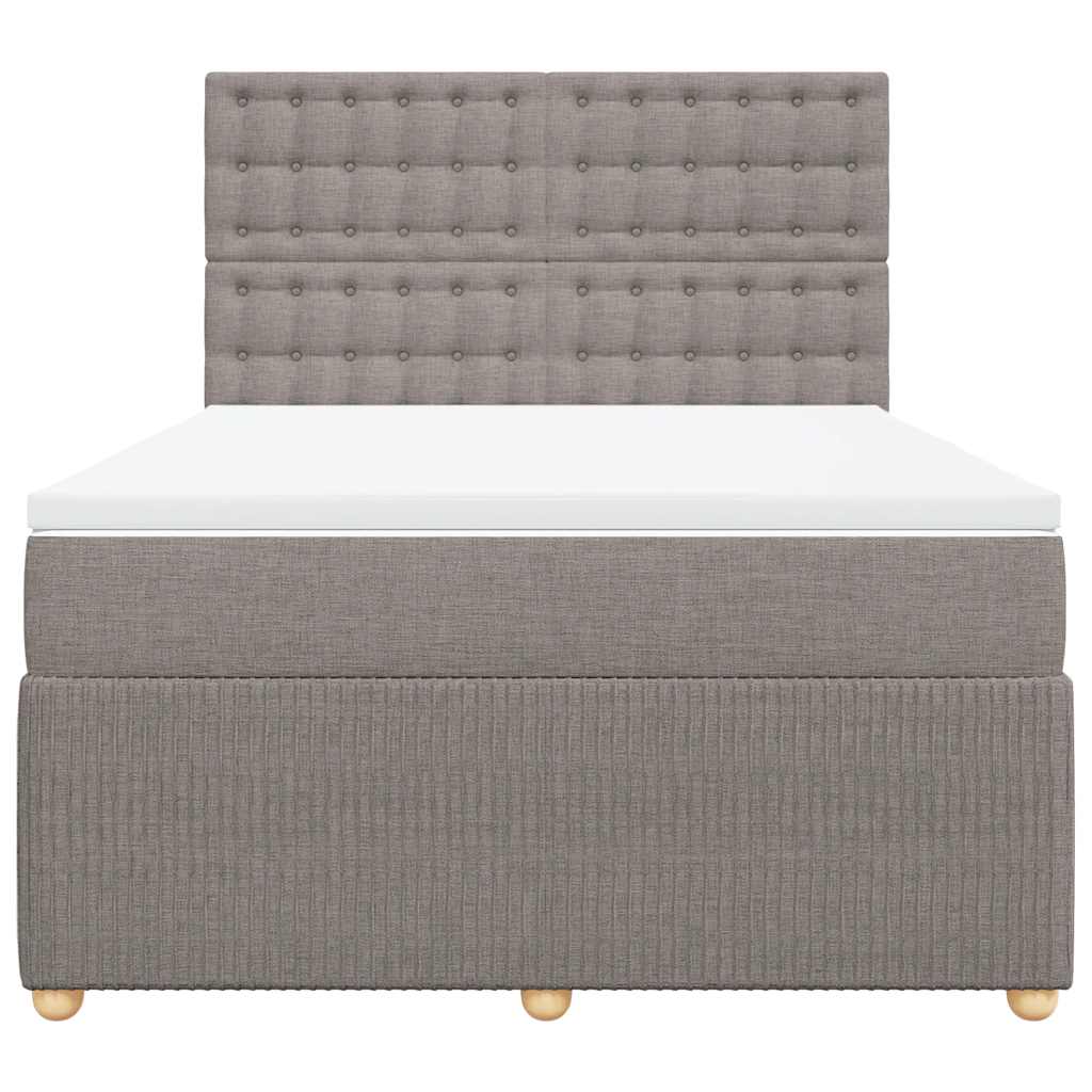 vidaXL Κρεβάτι Boxspring με Στρώμα Taupe 140x190 εκ. Υφασμάτινο