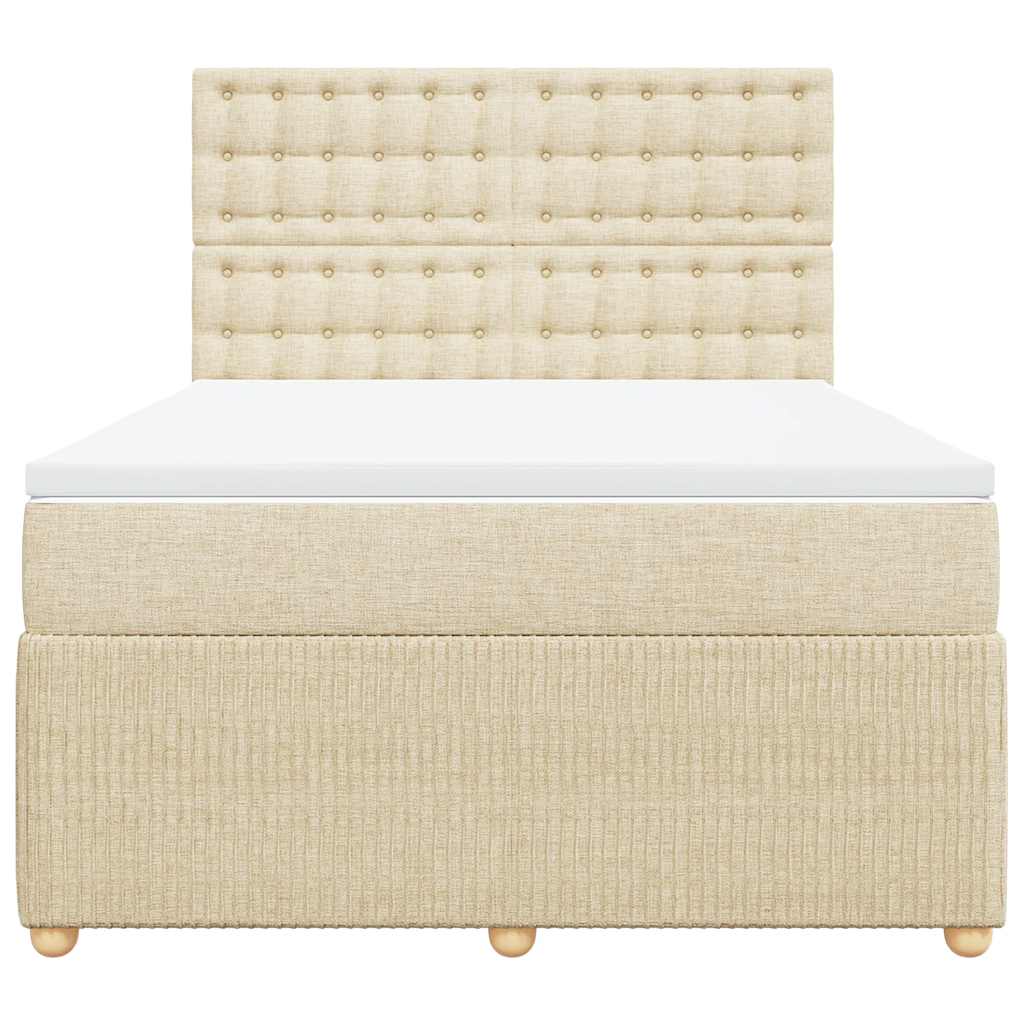 vidaXL Κρεβάτι Boxspring με Στρώμα Κρεμ 140x190 εκ. Υφασμάτινο