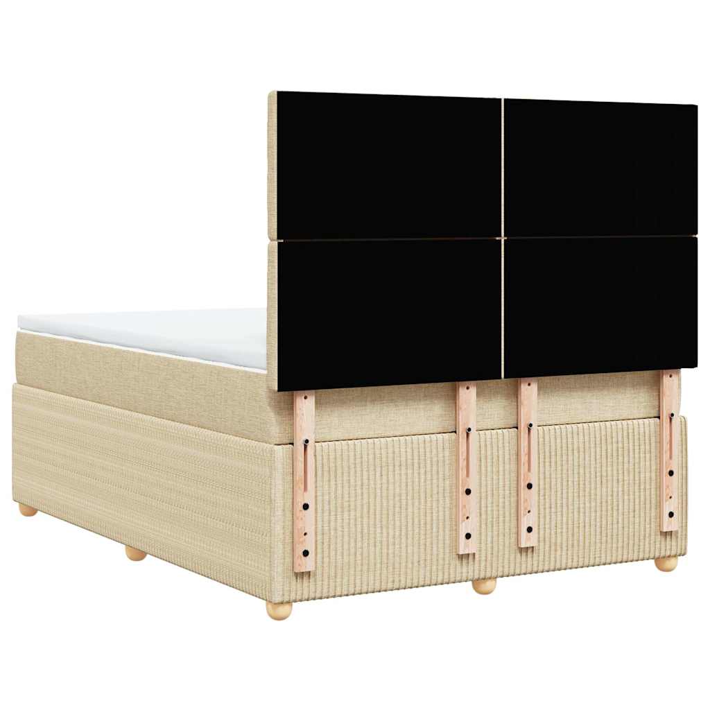 vidaXL Κρεβάτι Boxspring με Στρώμα Κρεμ 140x190 εκ. Υφασμάτινο