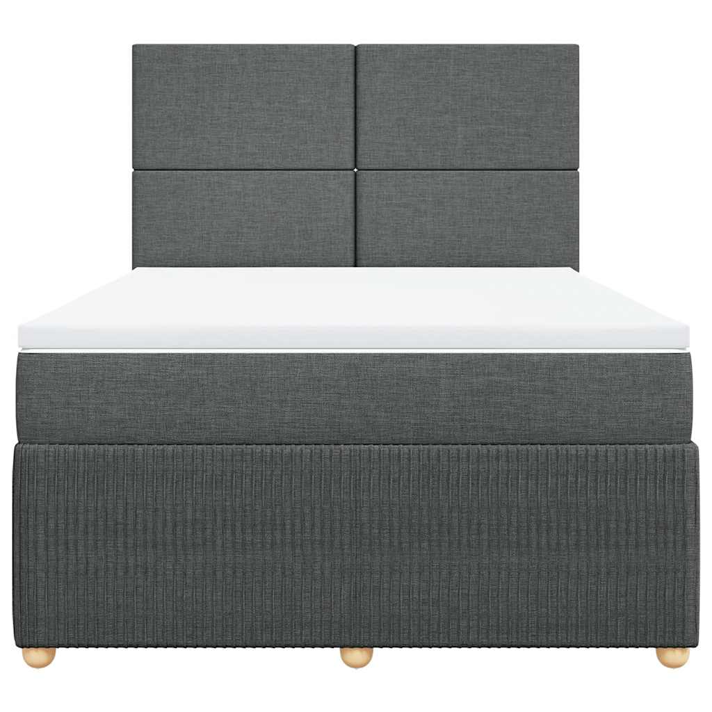vidaXL Κρεβάτι Boxspring με Στρώμα Σκούρο Γκρι 140x200 εκ Υφασμάτινο