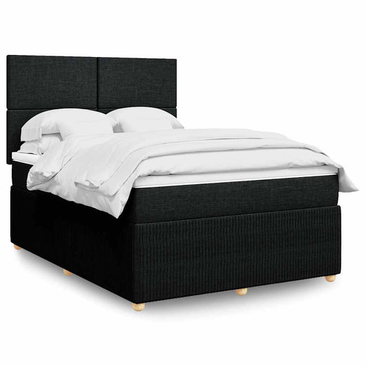 vidaXL Κρεβάτι Boxspring με Στρώμα Μαύρο 140x200 εκ. Υφασμάτινο