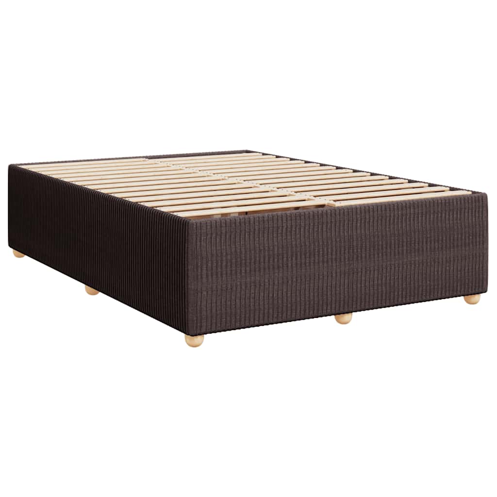 vidaXL Κρεβάτι Boxspring με Στρώμα Σκούρο Καφέ 140x200 εκ Υφασμάτινο
