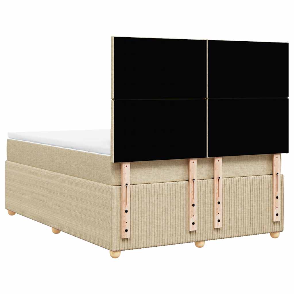 vidaXL Κρεβάτι Boxspring με Στρώμα Κρεμ 140x200 εκ. Υφασμάτινο