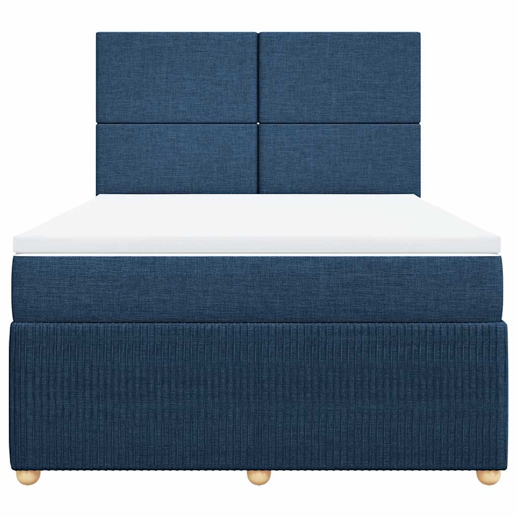 vidaXL Κρεβάτι Boxspring με Στρώμα Μπλε 140x200 εκ. Υφασμάτινο