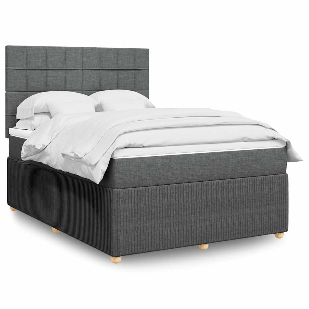 vidaXL Κρεβάτι Boxspring με Στρώμα Σκούρο Γκρι 140x200 εκ Υφασμάτινο