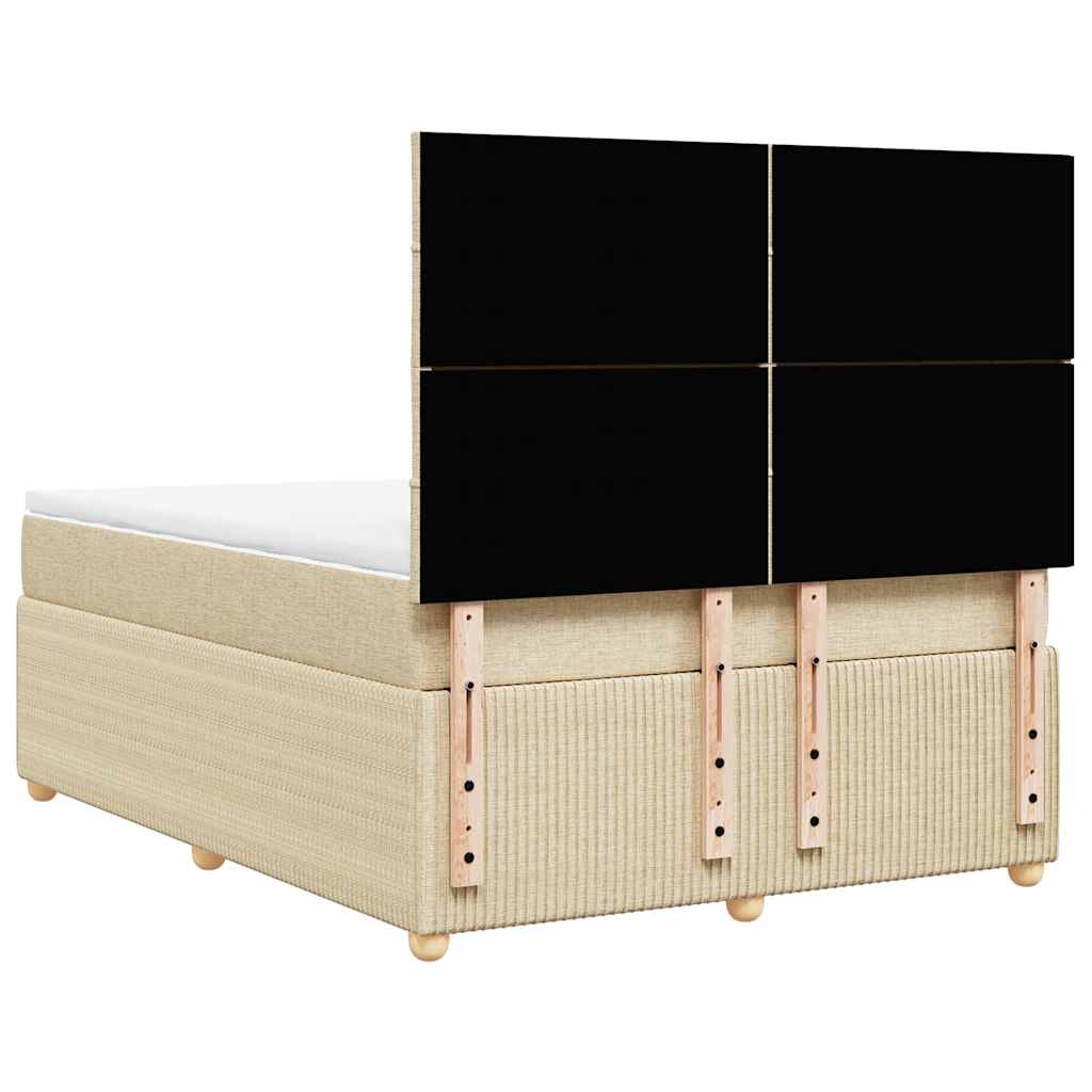 vidaXL Κρεβάτι Boxspring με Στρώμα Κρεμ 140x200 εκ. Υφασμάτινο