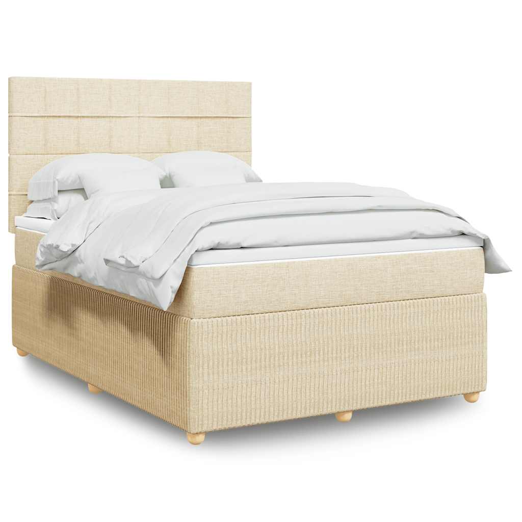 vidaXL Κρεβάτι Boxspring με Στρώμα Κρεμ 140x200 εκ. Υφασμάτινο