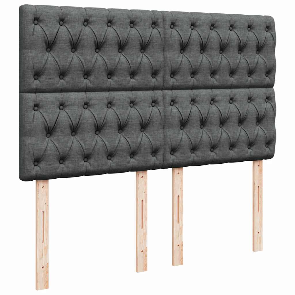 vidaXL Κρεβάτι Boxspring με Στρώμα Σκούρο Γκρι 140x200 εκ Υφασμάτινο