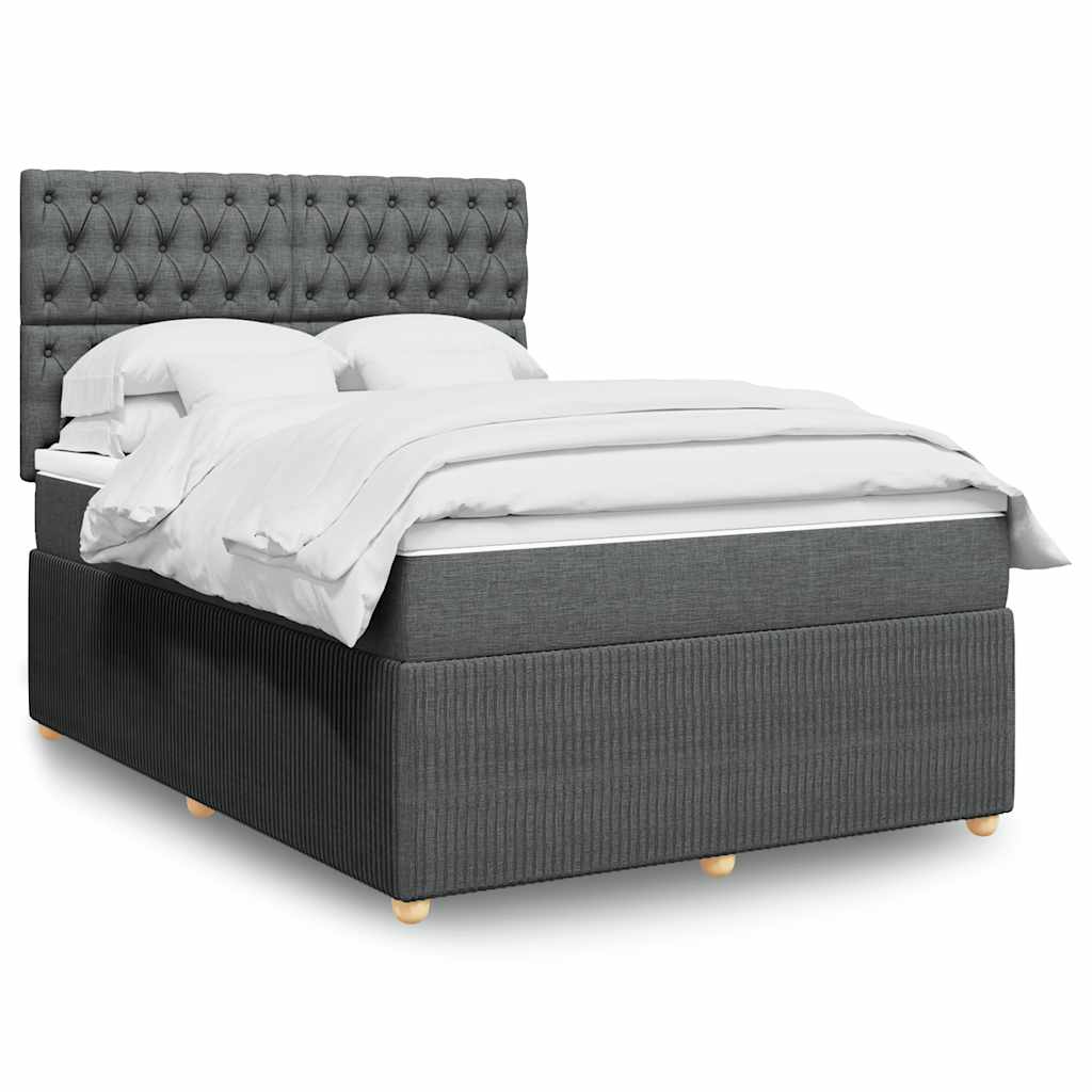 vidaXL Κρεβάτι Boxspring με Στρώμα Σκούρο Γκρι 140x200 εκ Υφασμάτινο