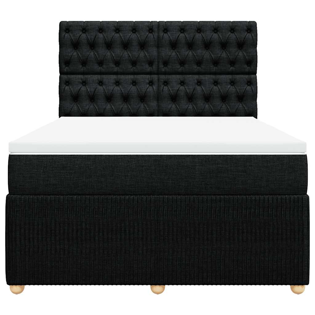 vidaXL Κρεβάτι Boxspring με Στρώμα Μαύρο 140x200 εκ. Υφασμάτινο
