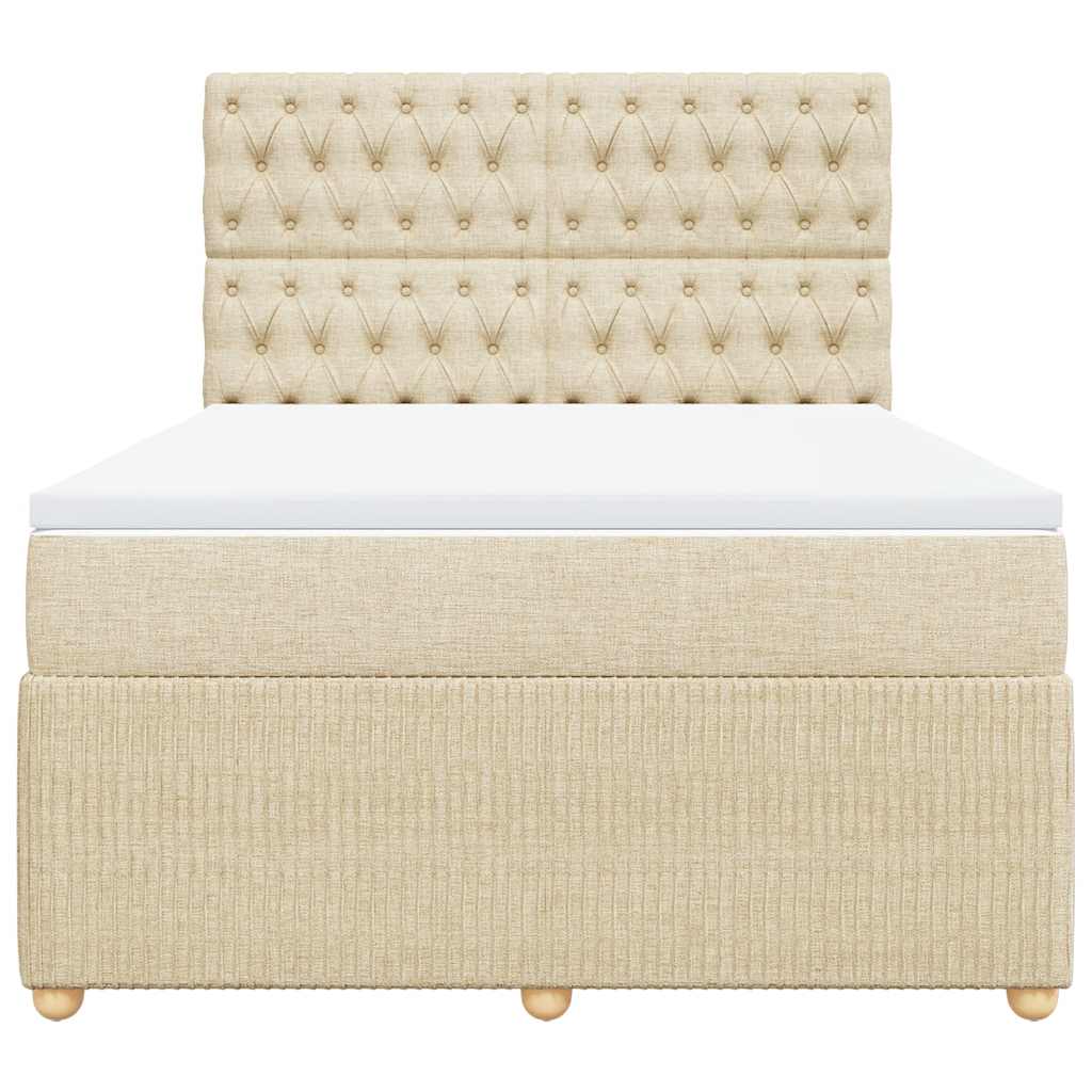 vidaXL Κρεβάτι Boxspring με Στρώμα Κρεμ 140x200 εκ. Υφασμάτινο