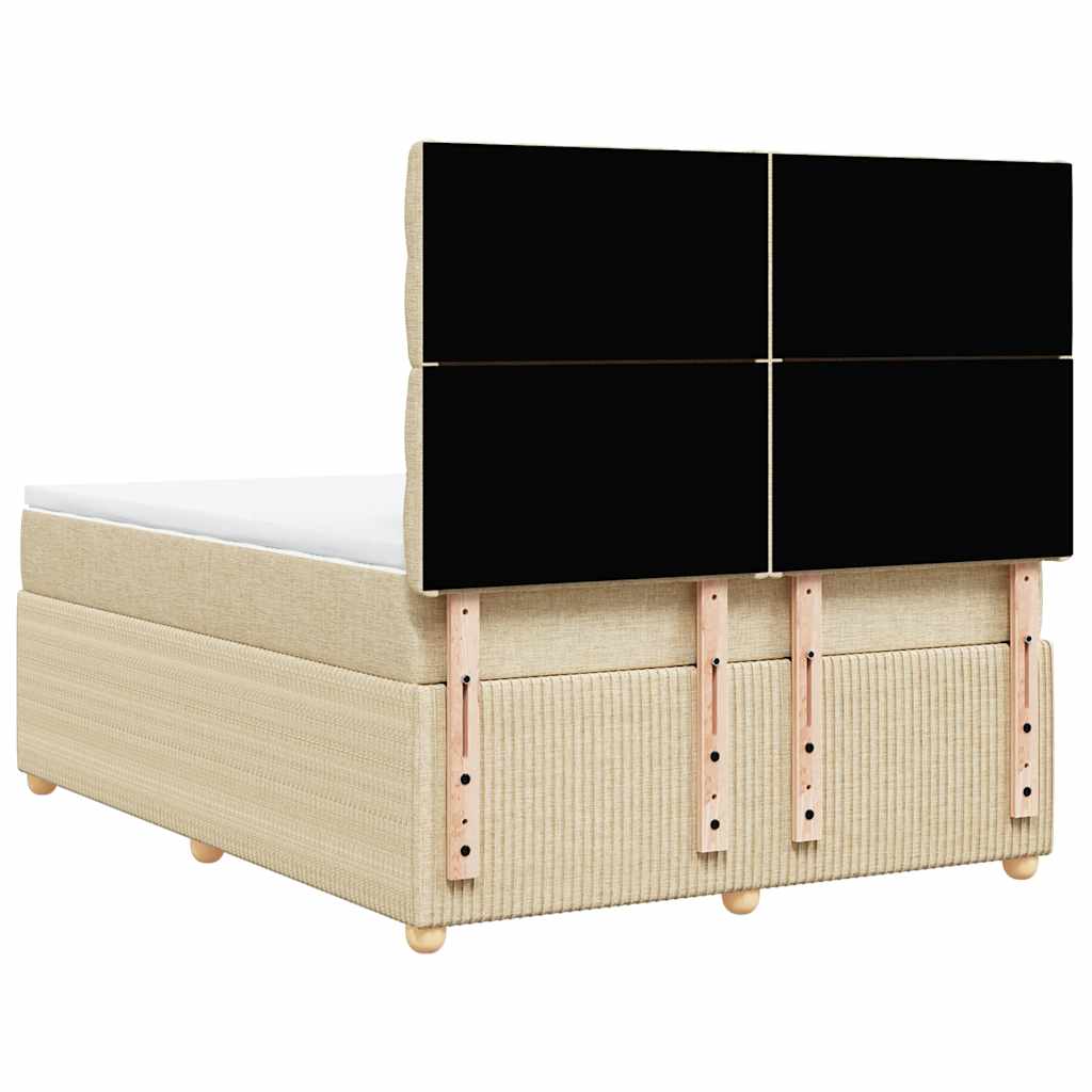 vidaXL Κρεβάτι Boxspring με Στρώμα Κρεμ 140x200 εκ. Υφασμάτινο