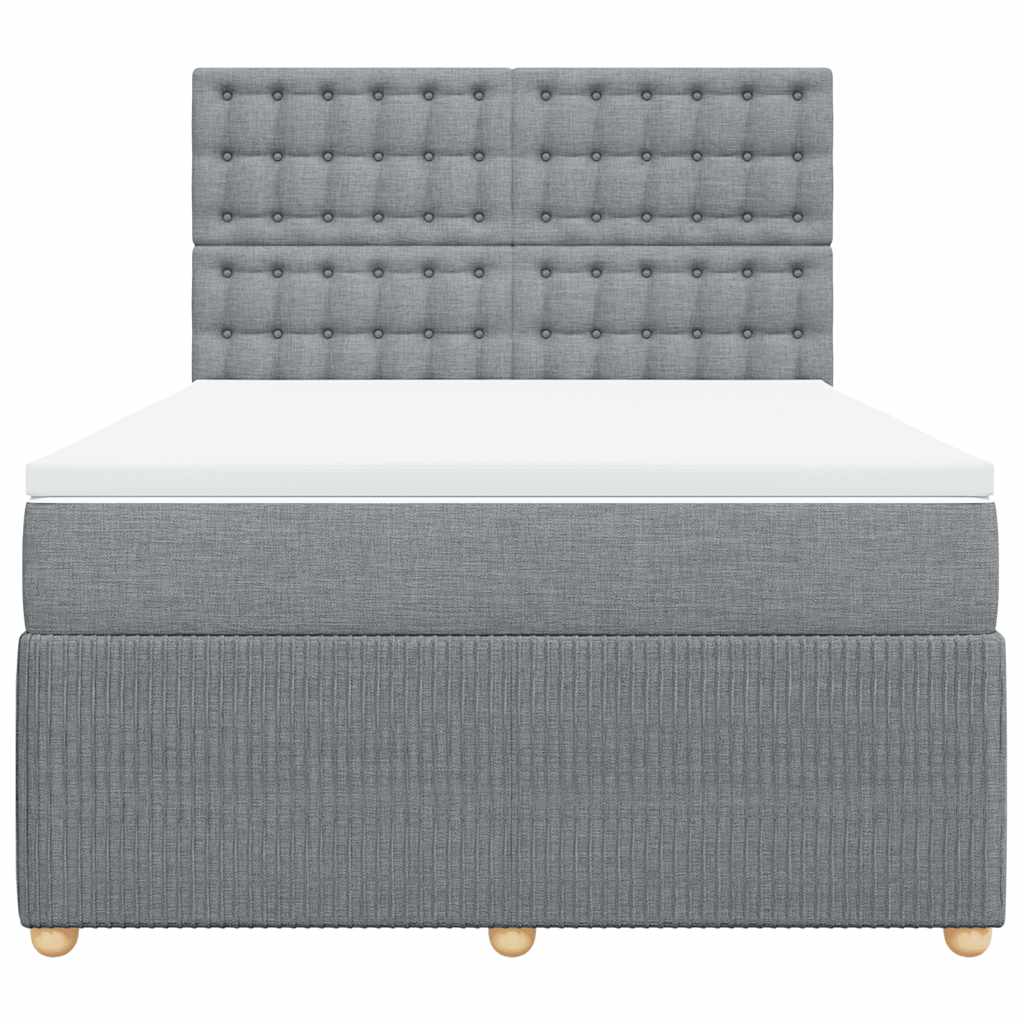 vidaXL Κρεβάτι Boxspring με Στρώμα Ανοιχτό Γκρι 140x200 εκ. Υφασμάτινο