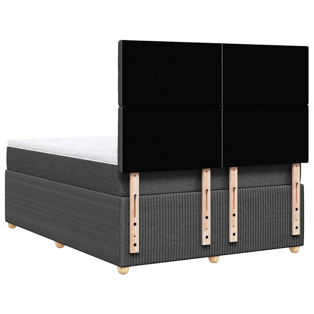 vidaXL Κρεβάτι Boxspring με Στρώμα Σκούρο Γκρι 140x200 εκ Υφασμάτινο