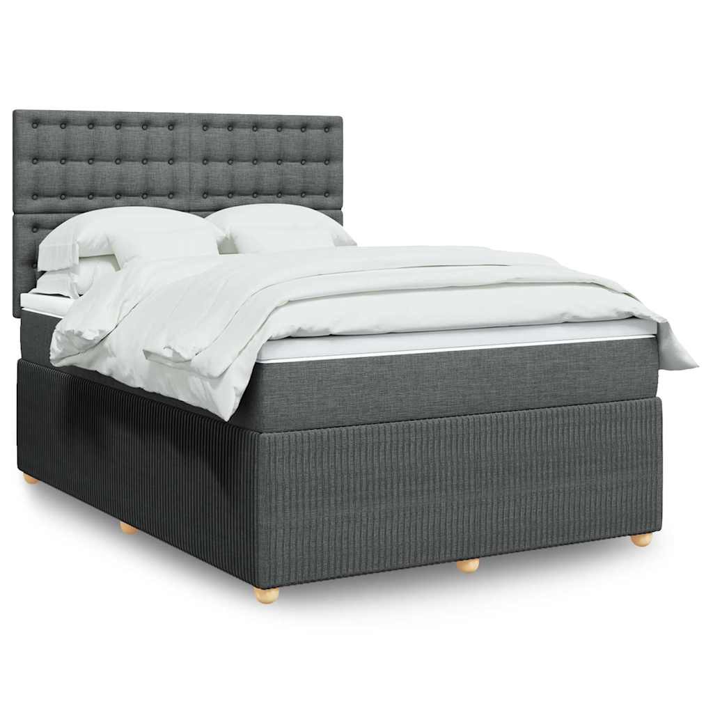 vidaXL Κρεβάτι Boxspring με Στρώμα Σκούρο Γκρι 140x200 εκ Υφασμάτινο