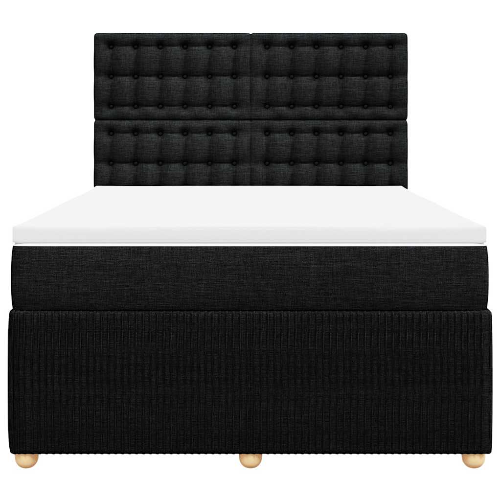 vidaXL Κρεβάτι Boxspring με Στρώμα Μαύρο 140x200 εκ. Υφασμάτινο