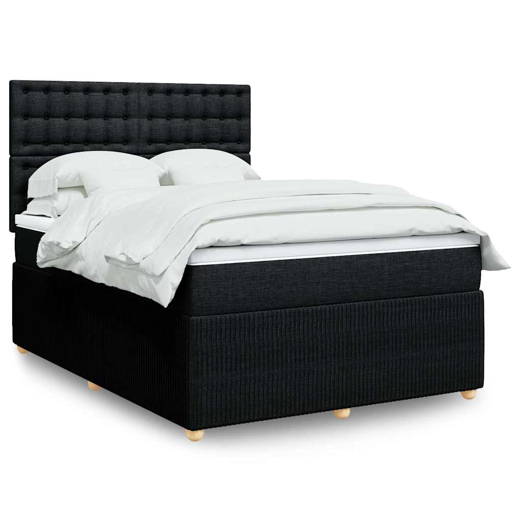 vidaXL Κρεβάτι Boxspring με Στρώμα Μαύρο 140x200 εκ. Υφασμάτινο