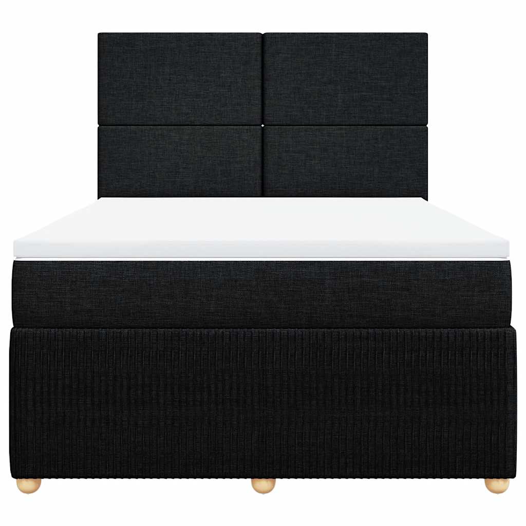 vidaXL Κρεβάτι Boxspring με Στρώμα Μαύρο 160x200 εκ. Υφασμάτινο