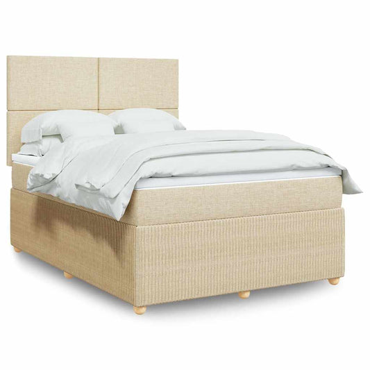 vidaXL Κρεβάτι Boxspring με Στρώμα Κρεμ 160x200 εκ. Υφασμάτινο