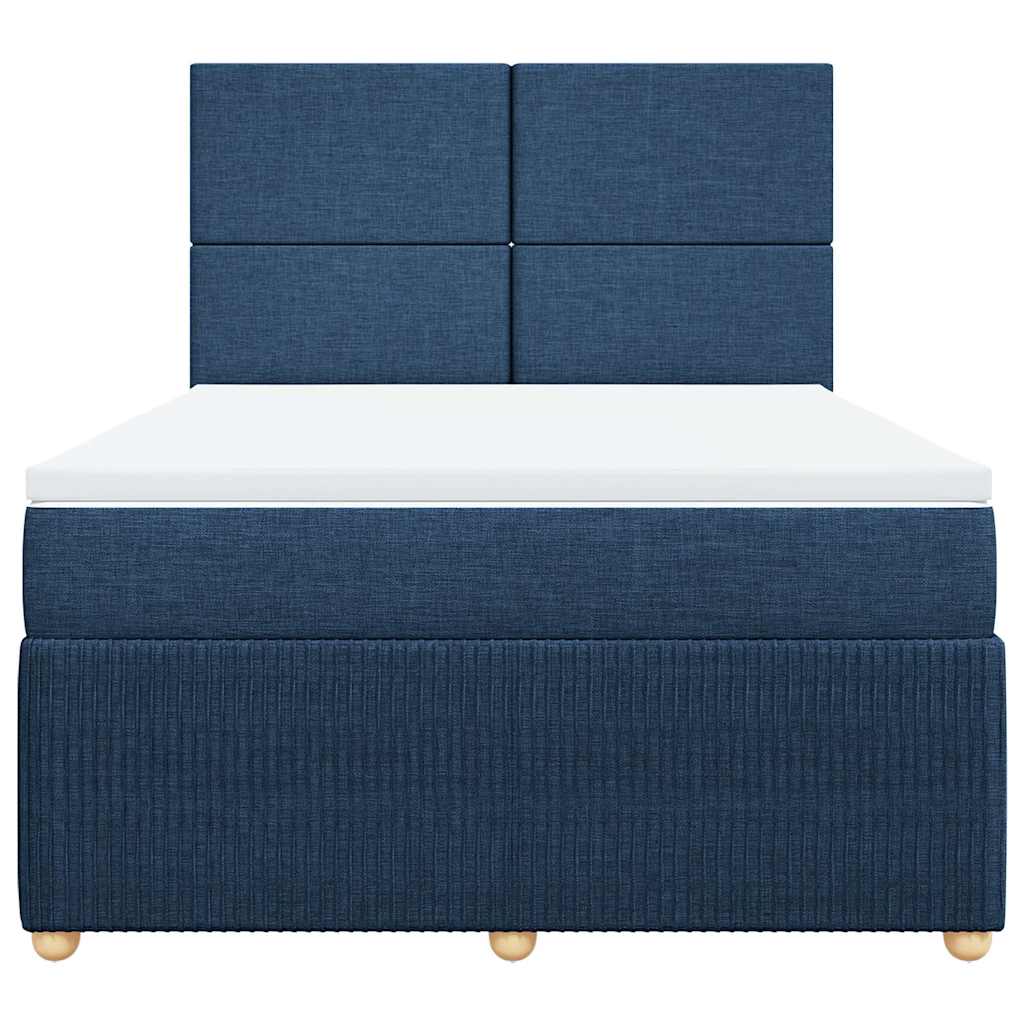 vidaXL Κρεβάτι Boxspring με Στρώμα Μπλε 160x200 εκ. Υφασμάτινο