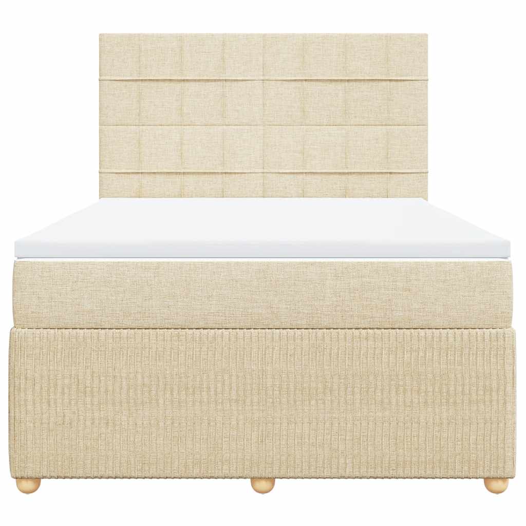 vidaXL Κρεβάτι Boxspring με Στρώμα Κρεμ 160x200 εκ. Υφασμάτινο
