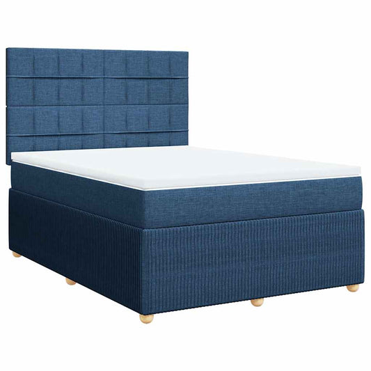 vidaXL Κρεβάτι Boxspring με Στρώμα Μπλε 160x200 εκ. Υφασμάτινο