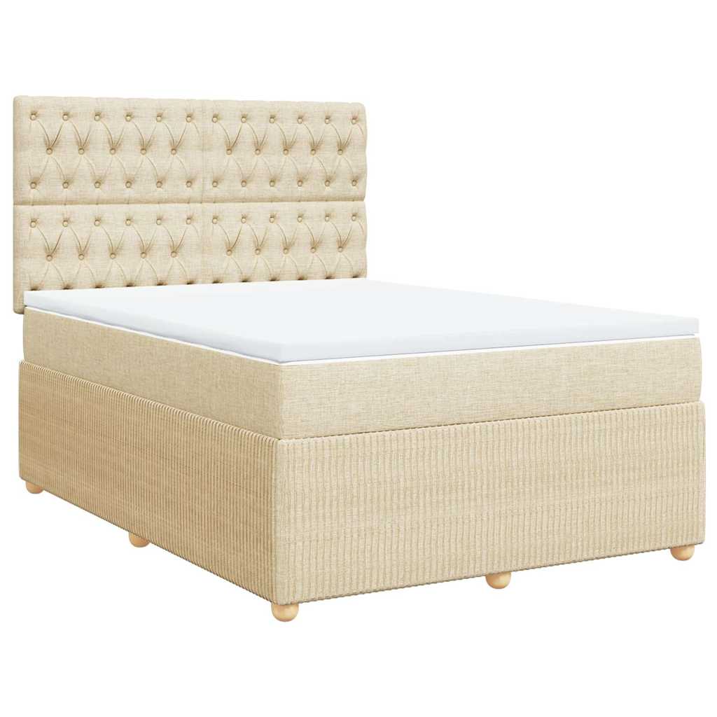 vidaXL Κρεβάτι Boxspring με Στρώμα Κρεμ 160x200 εκ. Υφασμάτινο