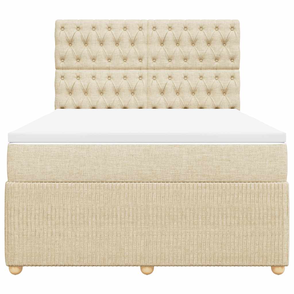 vidaXL Κρεβάτι Boxspring με Στρώμα Κρεμ 160x200 εκ. Υφασμάτινο