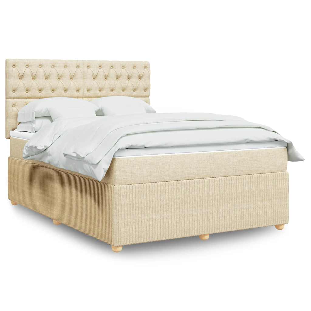 vidaXL Κρεβάτι Boxspring με Στρώμα Κρεμ 160x200 εκ. Υφασμάτινο