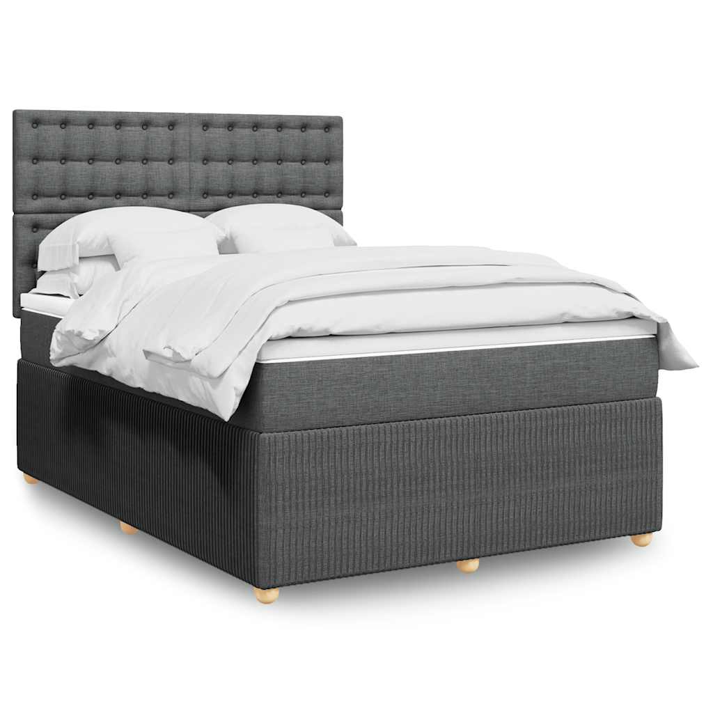 vidaXL Κρεβάτι Boxspring με Στρώμα Σκούρο Γκρι 160x200 εκ Υφασμάτινο