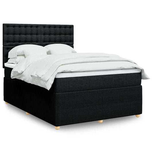 vidaXL Κρεβάτι Boxspring με Στρώμα Μαύρο 160x200 εκ. Υφασμάτινο