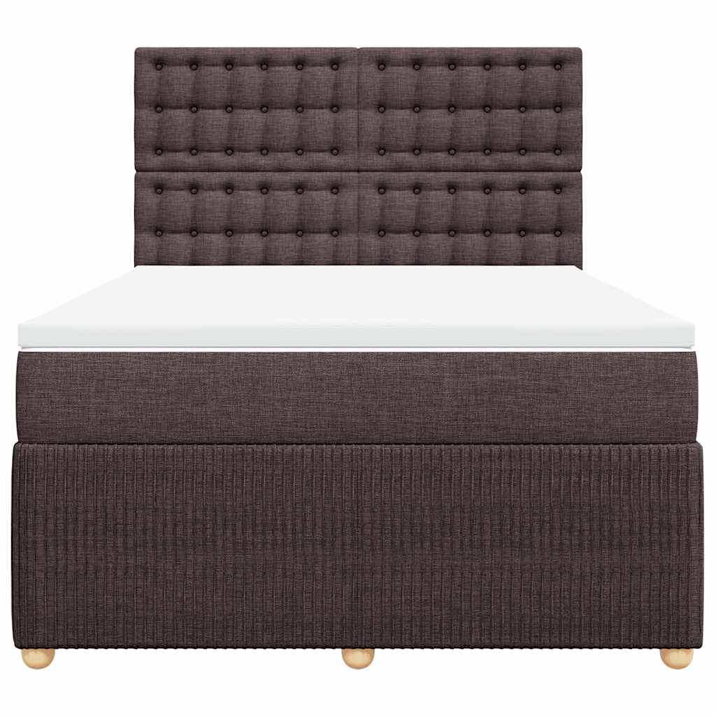 vidaXL Κρεβάτι Boxspring με Στρώμα Σκούρο Καφέ 160x200 εκ Υφασμάτινο