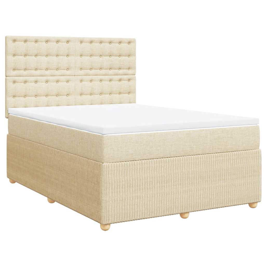 vidaXL Κρεβάτι Boxspring με Στρώμα Κρεμ 160x200 εκ. Υφασμάτινο