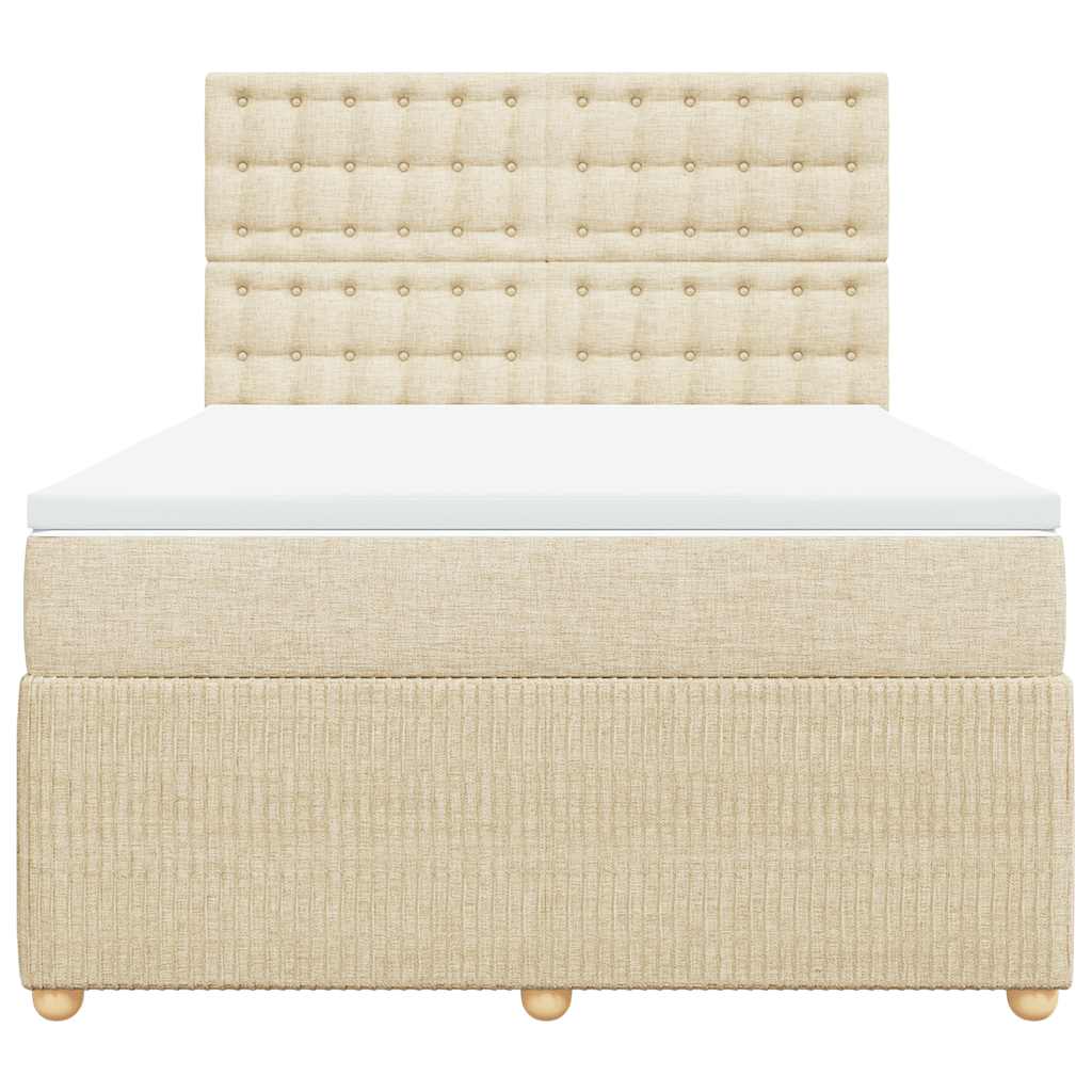 vidaXL Κρεβάτι Boxspring με Στρώμα Κρεμ 160x200 εκ. Υφασμάτινο