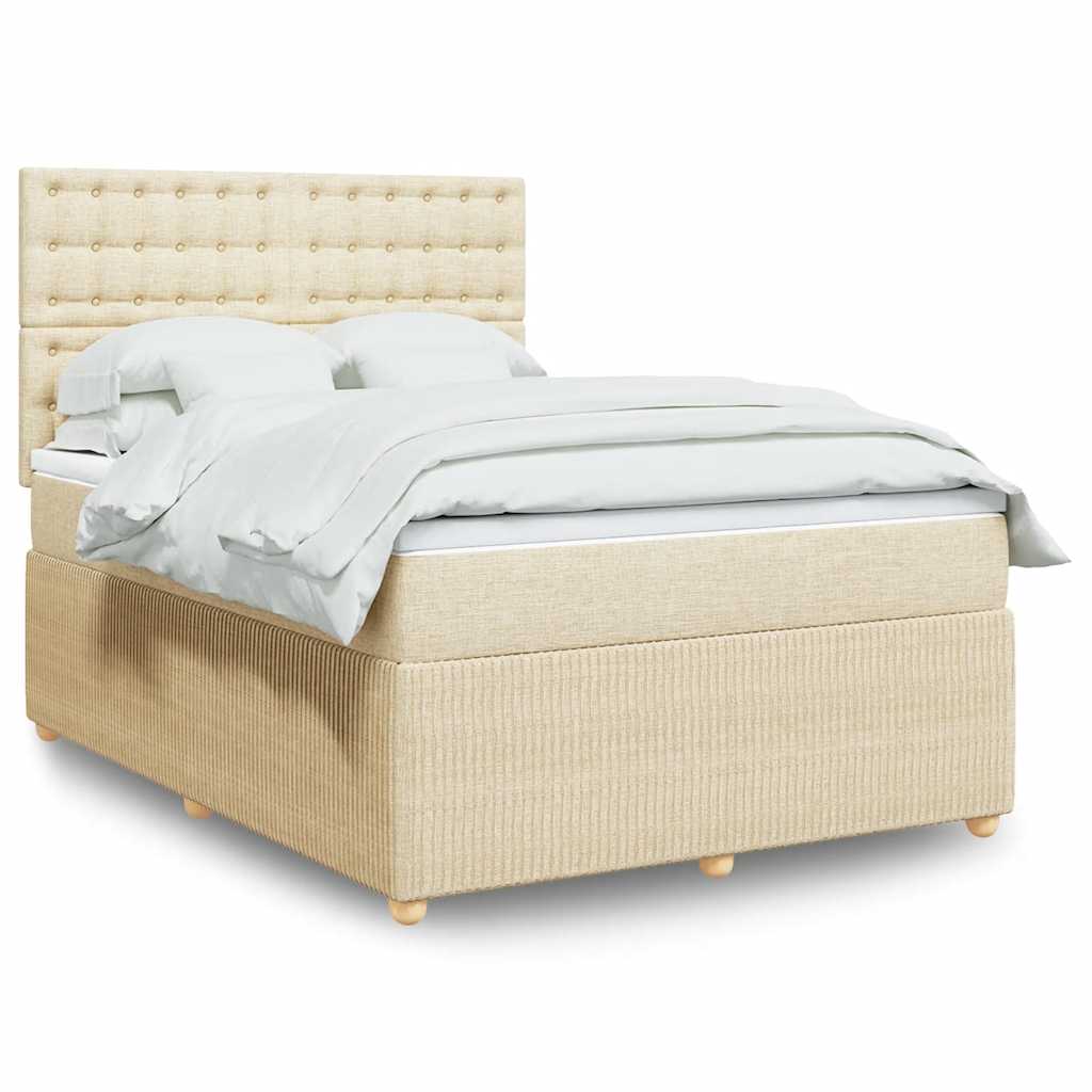 vidaXL Κρεβάτι Boxspring με Στρώμα Κρεμ 160x200 εκ. Υφασμάτινο