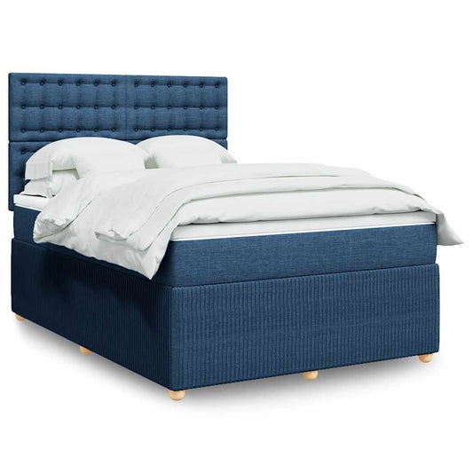 vidaXL Κρεβάτι Boxspring με Στρώμα Μπλε 160x200 εκ. Υφασμάτινο