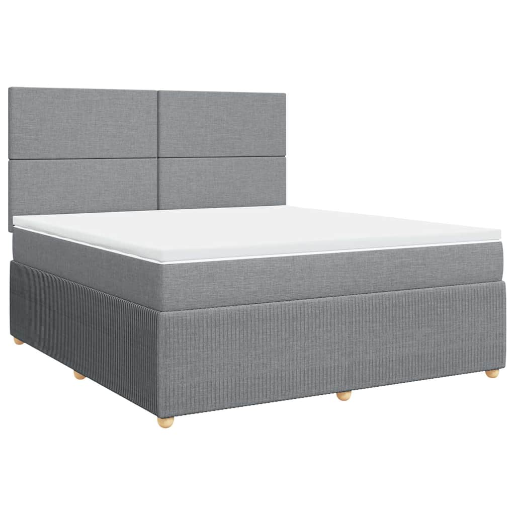 vidaXL Κρεβάτι Boxspring με Στρώμα Ανοιχτό Γκρι 180x200 εκ. Υφασμάτινο