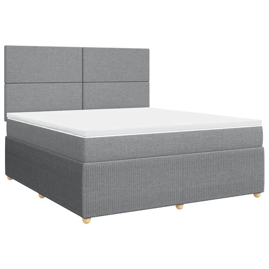 vidaXL Κρεβάτι Boxspring με Στρώμα Ανοιχτό Γκρι 180x200 εκ. Υφασμάτινο