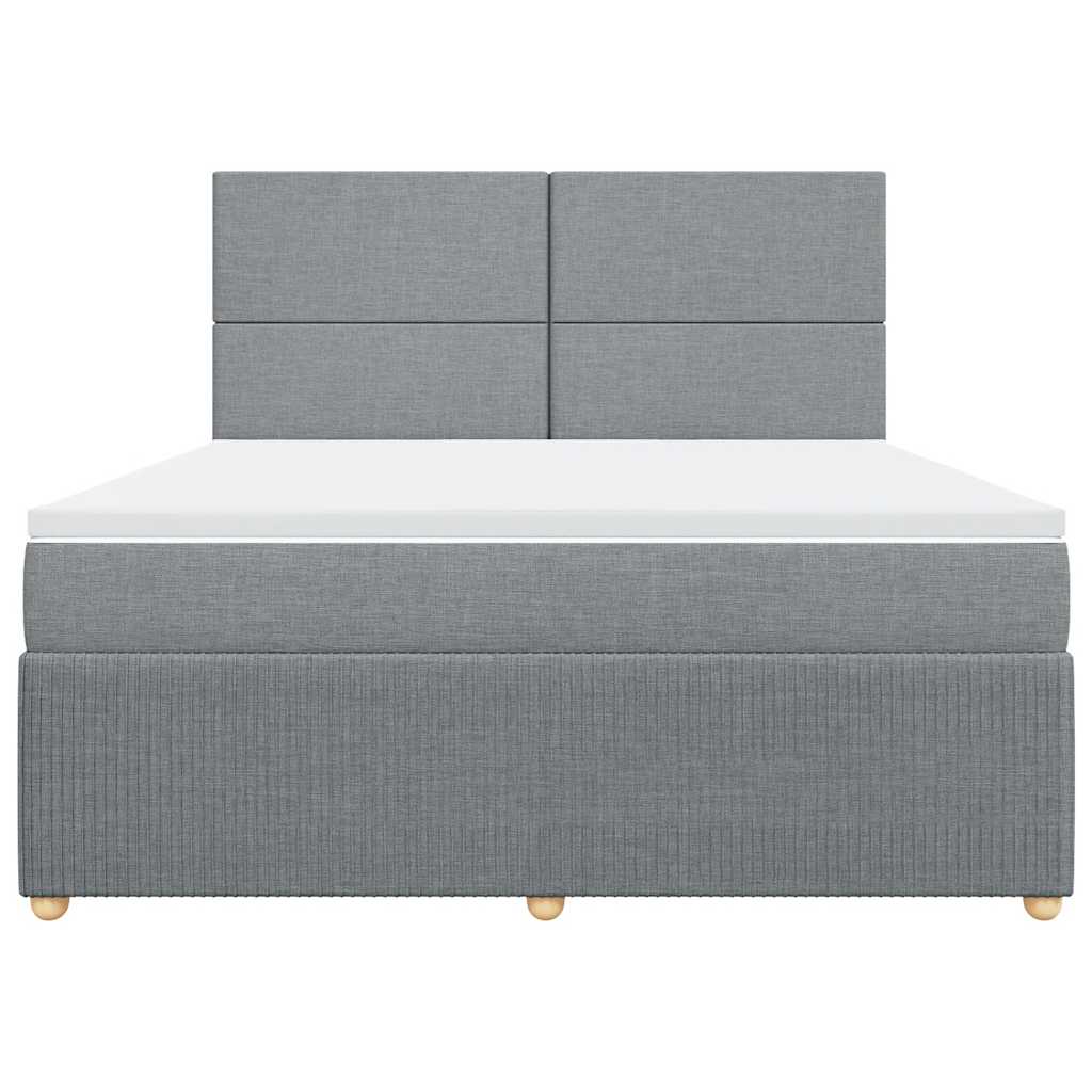 vidaXL Κρεβάτι Boxspring με Στρώμα Ανοιχτό Γκρι 180x200 εκ. Υφασμάτινο
