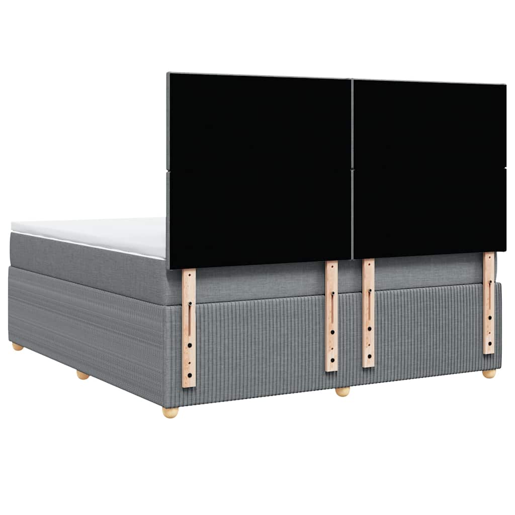 vidaXL Κρεβάτι Boxspring με Στρώμα Ανοιχτό Γκρι 180x200 εκ. Υφασμάτινο