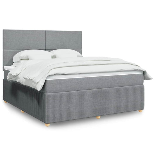 vidaXL Κρεβάτι Boxspring με Στρώμα Ανοιχτό Γκρι 180x200 εκ. Υφασμάτινο