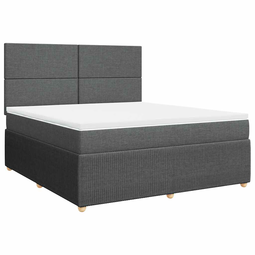 vidaXL Κρεβάτι Boxspring με Στρώμα Σκούρο Γκρι 180x200 εκ Υφασμάτιν