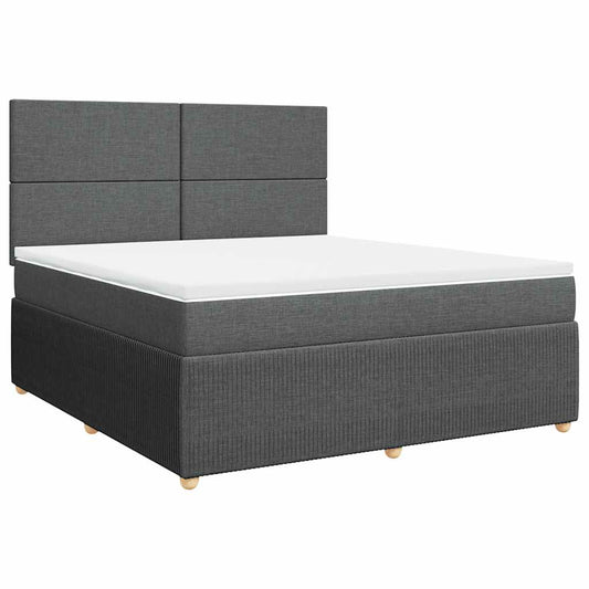 vidaXL Κρεβάτι Boxspring με Στρώμα Σκούρο Γκρι 180x200 εκ Υφασμάτιν